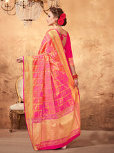 Peach Patola Silk Woven Saree